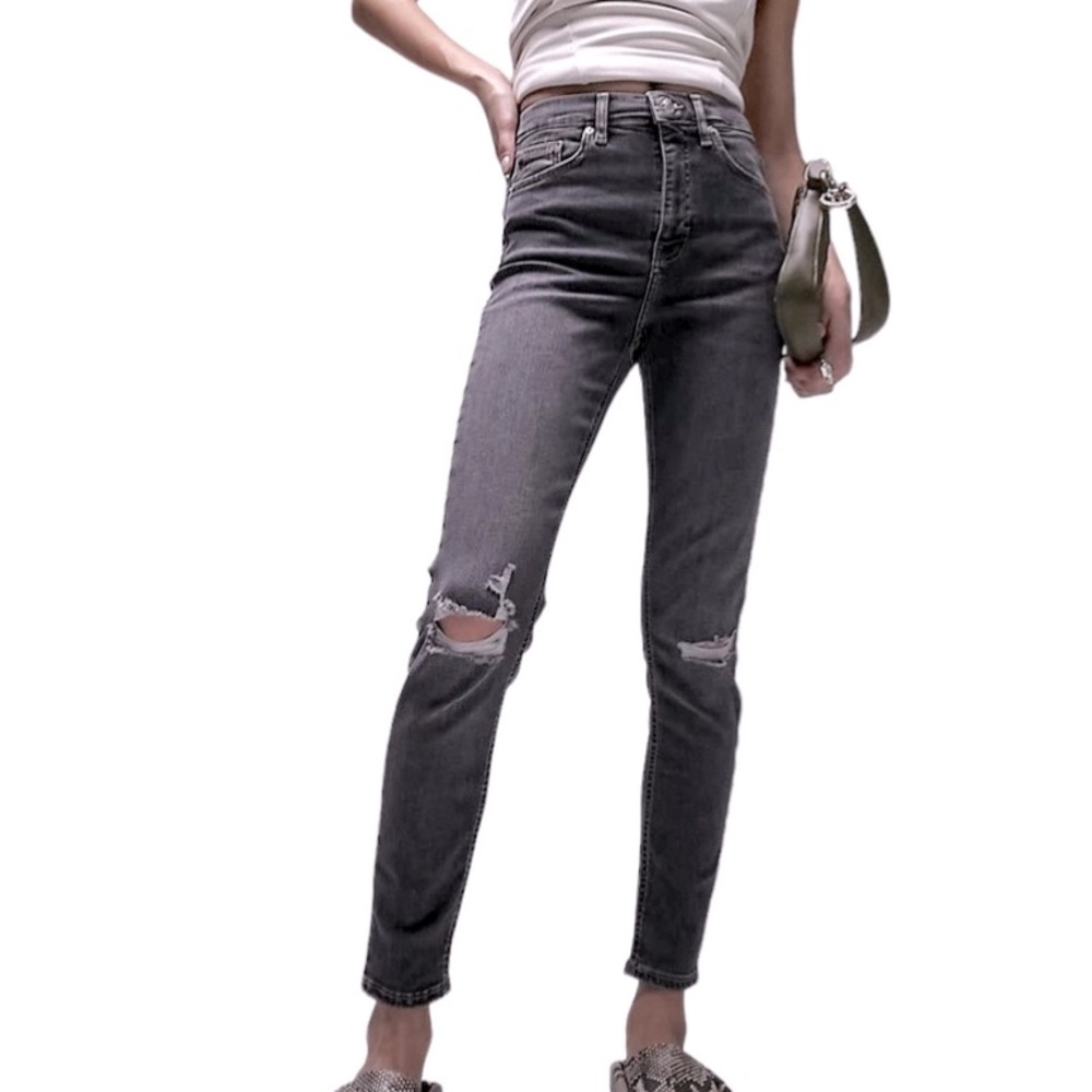 Topshop Jamie jeans with knee rips in dirty gray